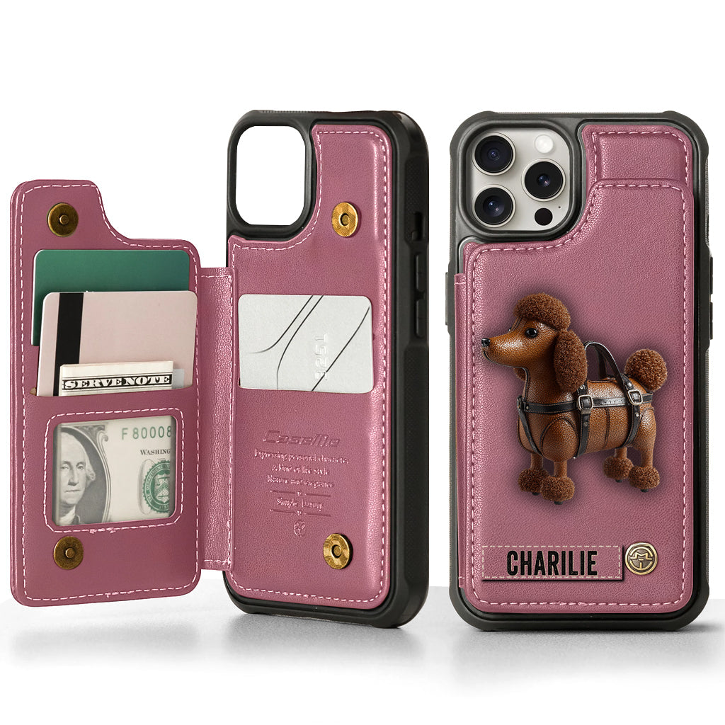 Étui portefeuille personnalisé pour téléphone avec un adorable caniche - Étui pour téléphone à motif chien