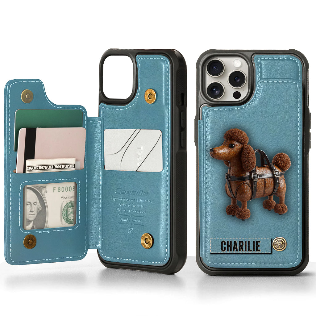 Étui portefeuille personnalisé pour téléphone avec un adorable caniche - Étui pour téléphone à motif chien