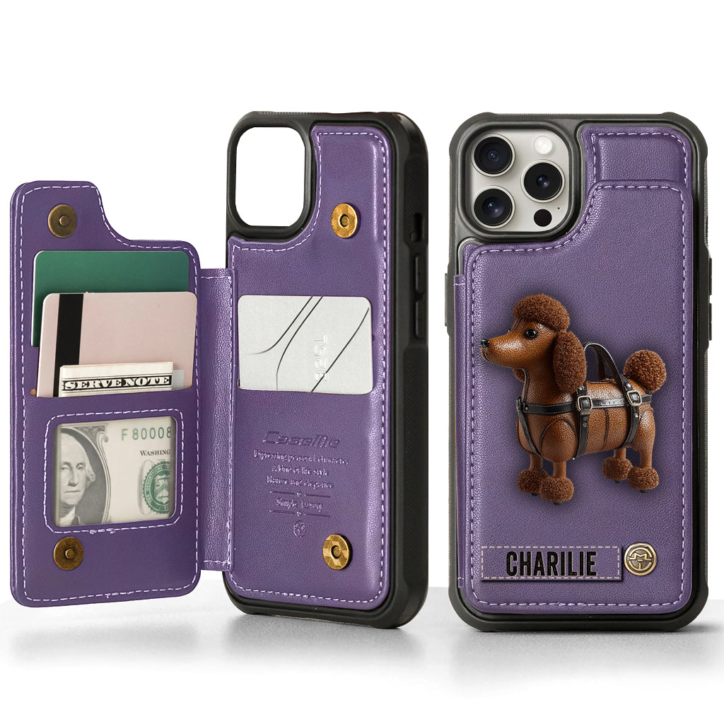 Étui portefeuille personnalisé pour téléphone avec un adorable caniche - Étui pour téléphone à motif chien