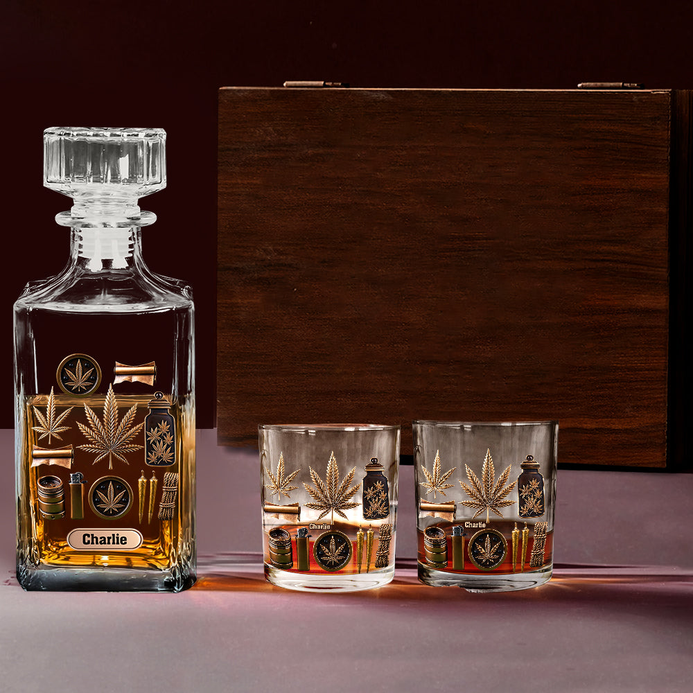 Magic Leaf - Personalized Weed Whiskey Decanter Set