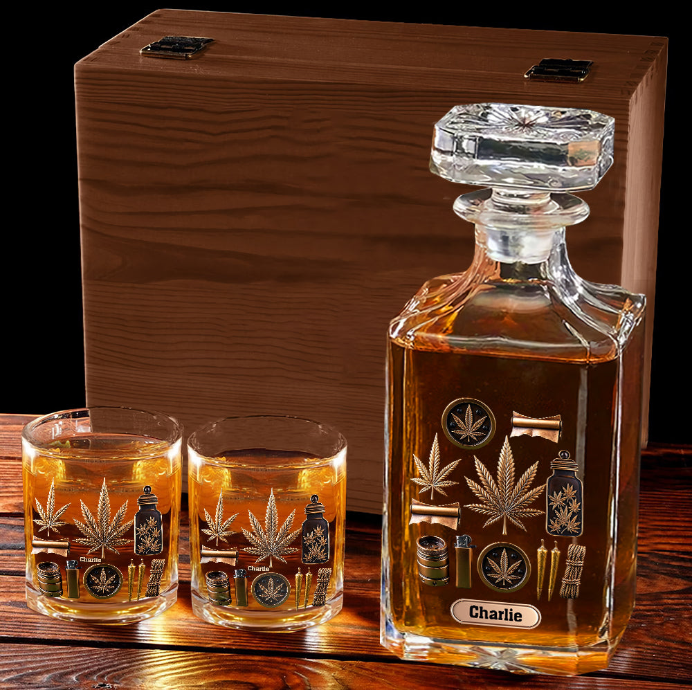 Magic Leaf - Personalized Weed Whiskey Decanter Set