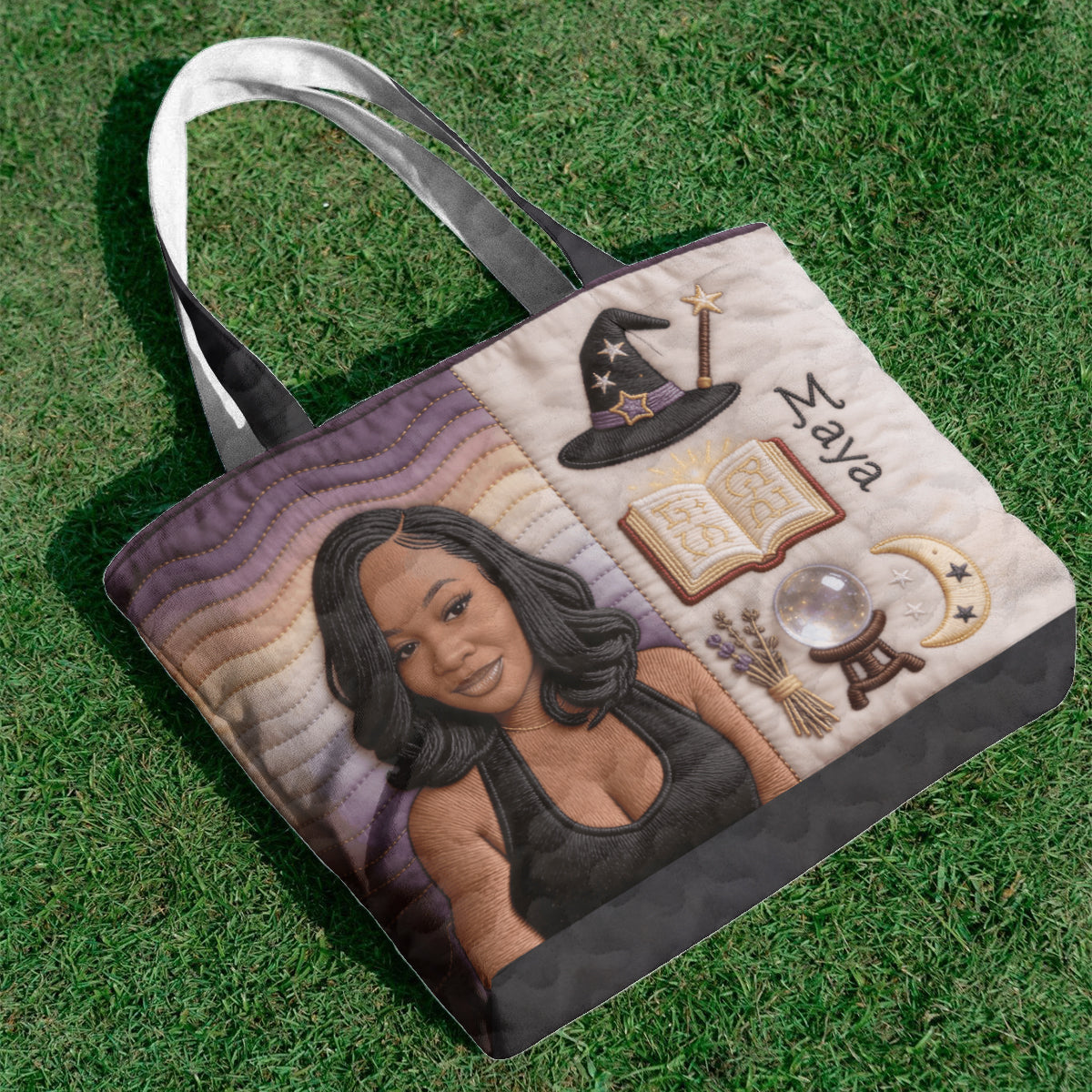 Custom Any Photo Witch Craft - Personalized Witch Quilted Tote Bag