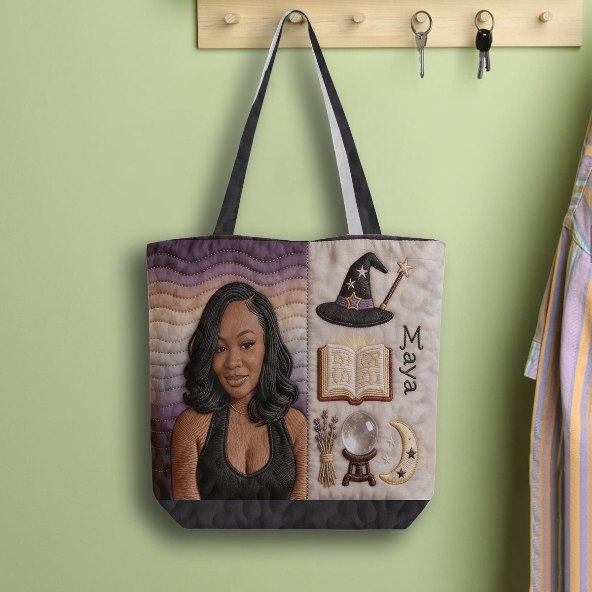 Custom Any Photo Witch Craft - Personalized Witch Quilted Tote Bag