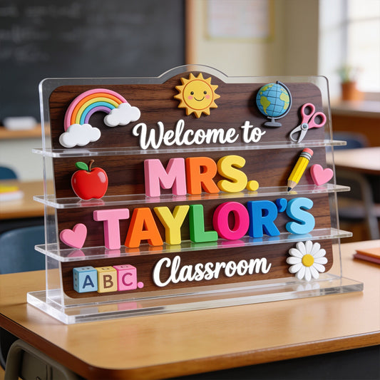 Willkommen im Lehrerzimmer - Personalisierte 2-lagige Acrylstele