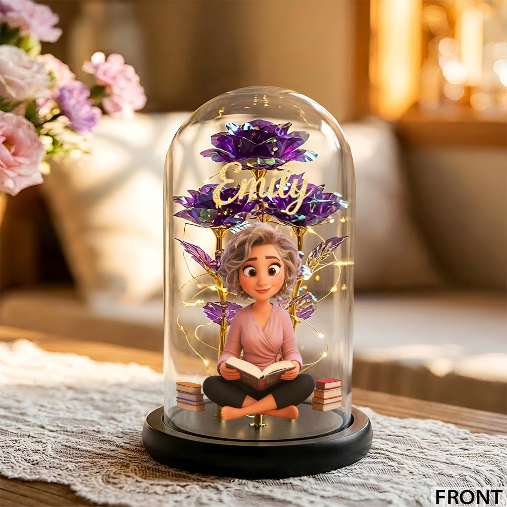 Custom Any Photo - Personalized Book Glowing Roses Glass Dome