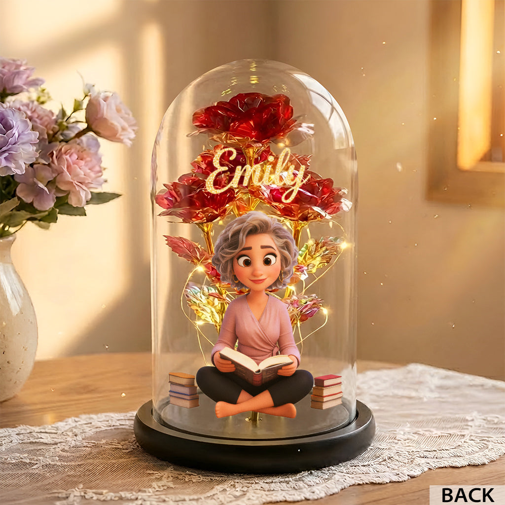 Custom Any Photo - Personalized Book Glowing Roses Glass Dome
