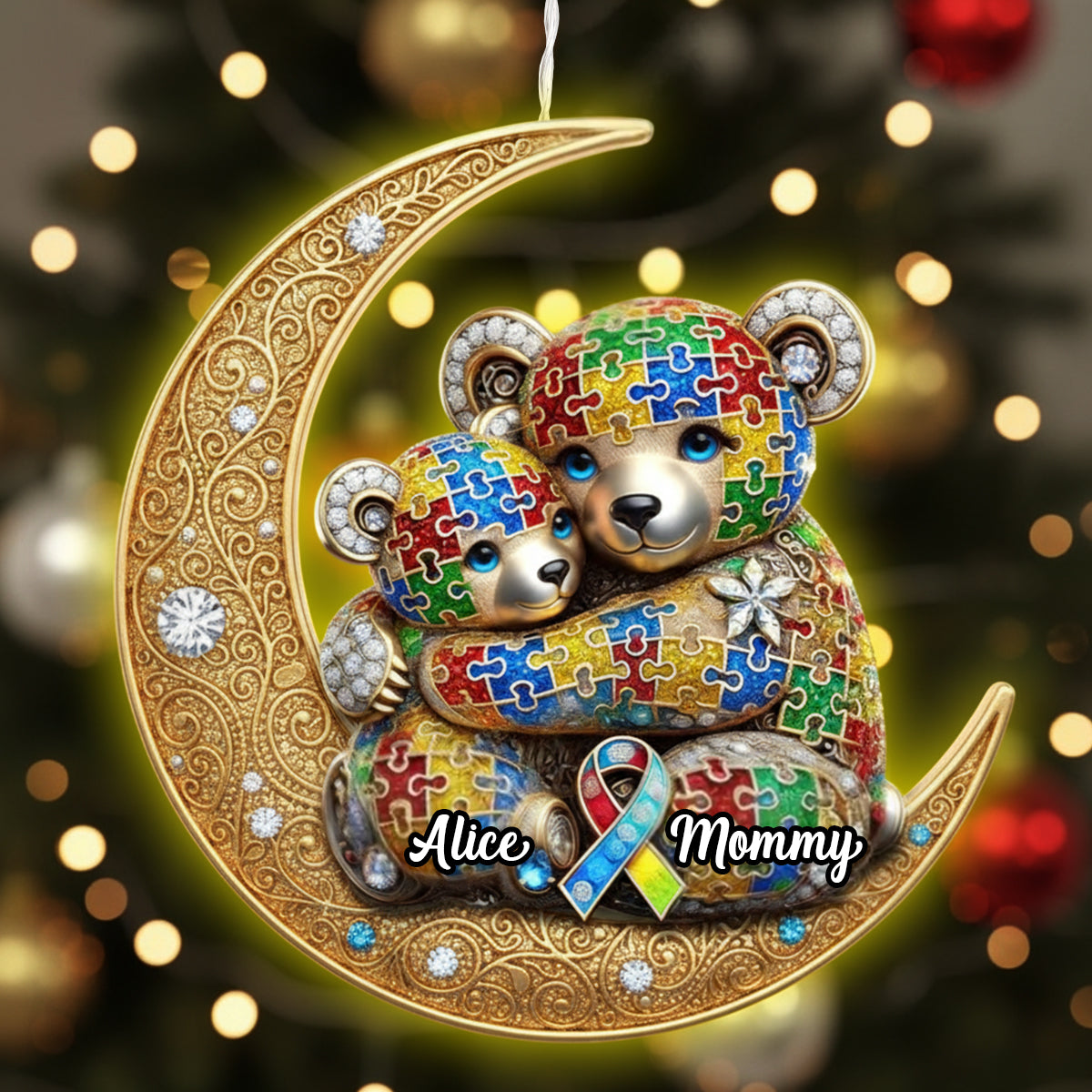 Strong Mama - Personalized Autism Awareness LED Light Ornament
