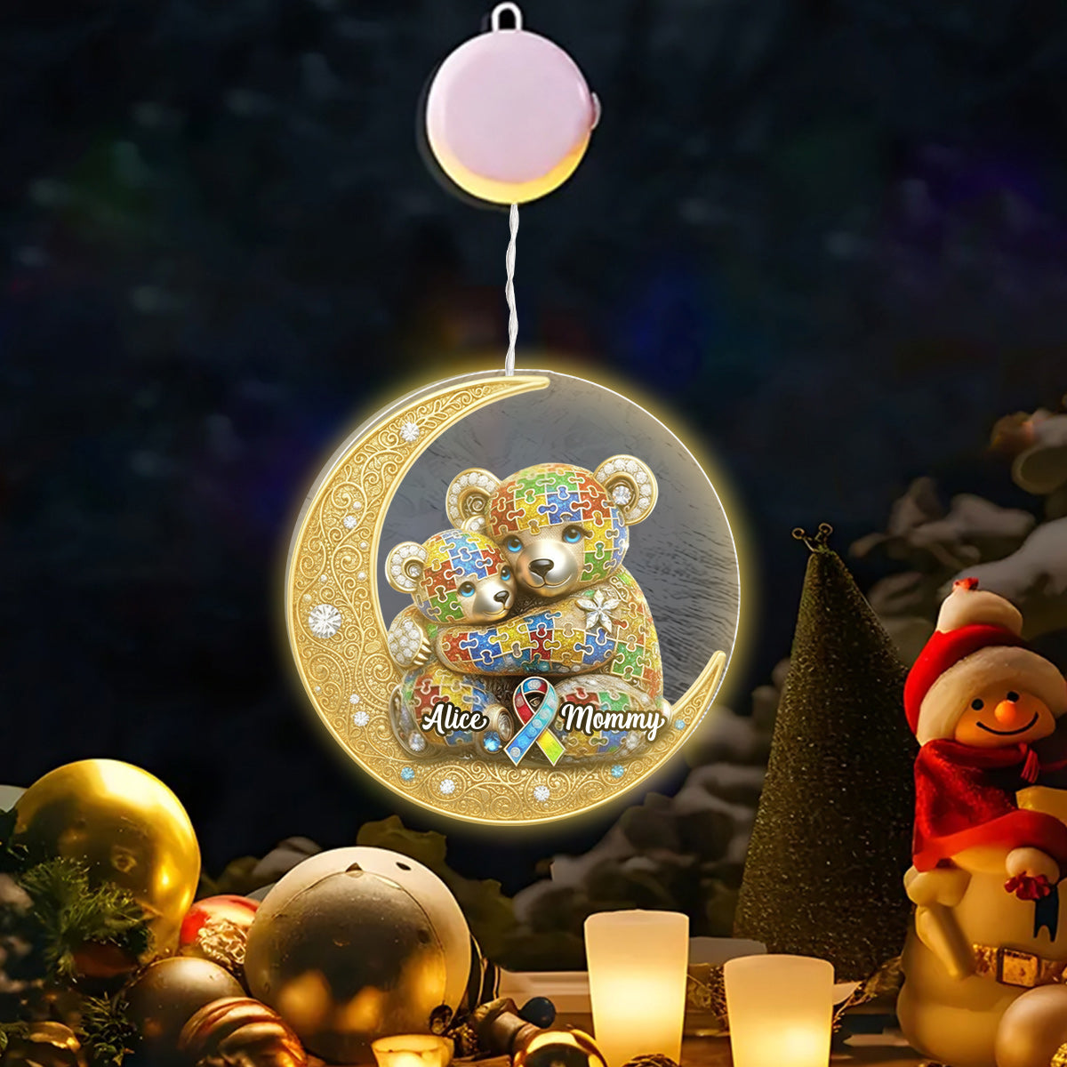 Strong Mama - Personalized Autism Awareness LED Light Ornament