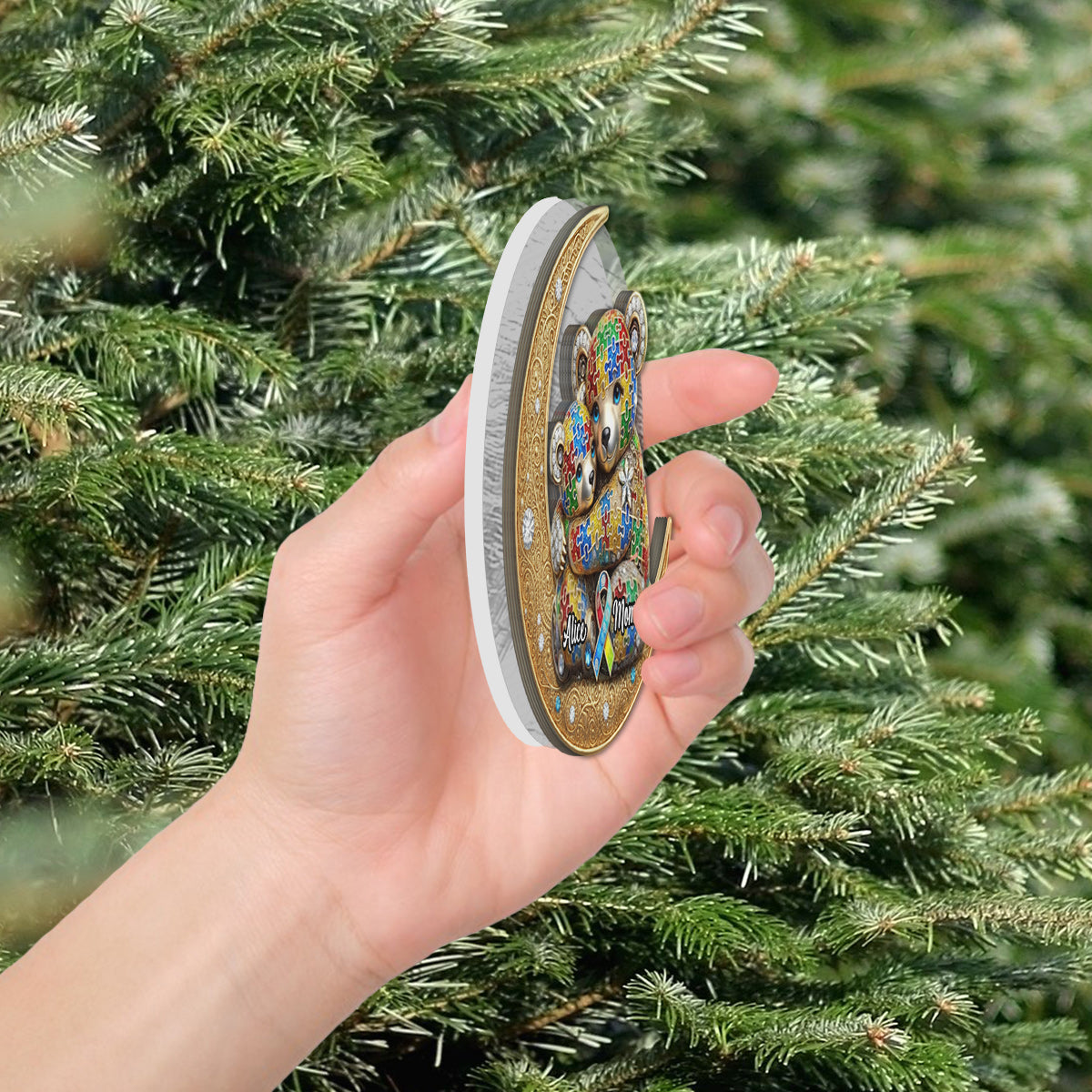 Strong Mama - Personalized Autism Awareness LED Light Ornament