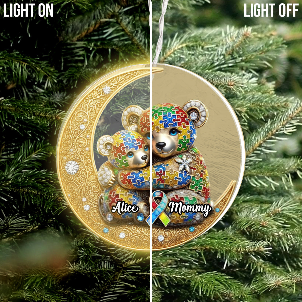 Strong Mama - Personalized Autism Awareness LED Light Ornament