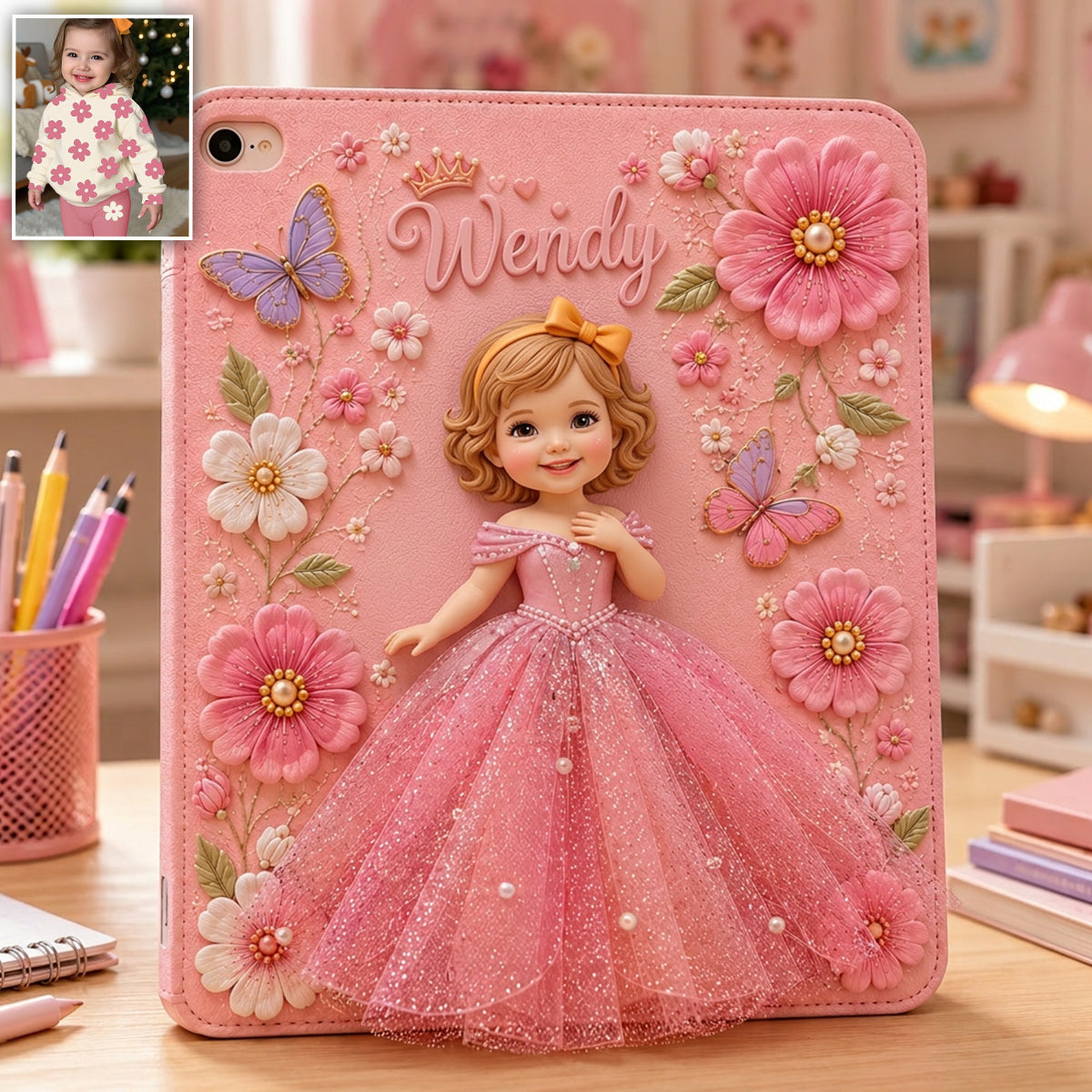 Perfect Princess Case Gift For Kids - Personalized Kid Tablet Cover With Pen Slot
