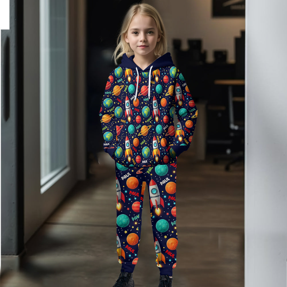 Spaceship - Personalized Kid Hoodie & Kid Jogger Sweatpants