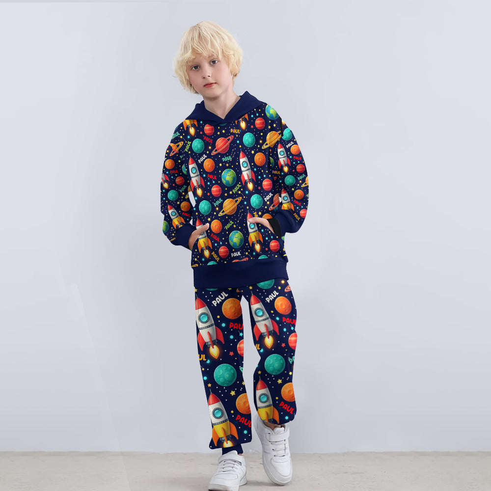 Spaceship - Personalized Kid Hoodie & Kid Jogger Sweatpants