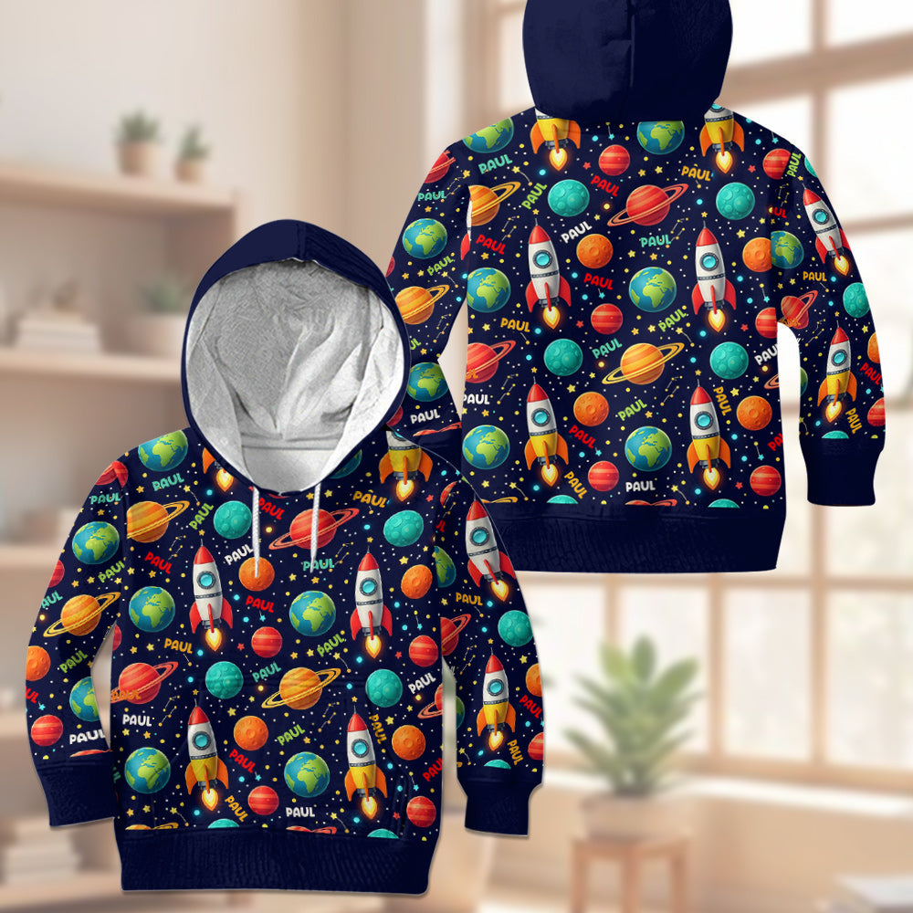 Spaceship - Personalized Kid Hoodie & Kid Jogger Sweatpants