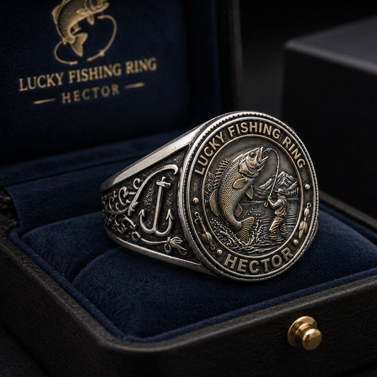 Lucky Fishing Ring - Personalized Fishing Signet Ring
