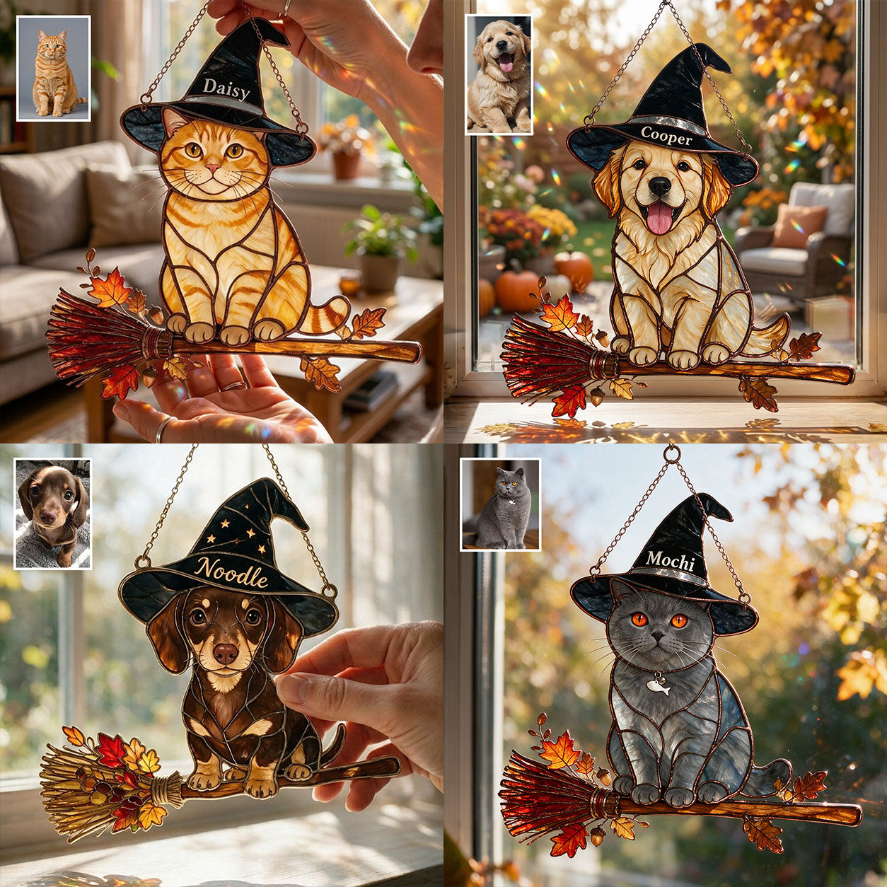 Halloween Vibes - Personalized Dog 3D Printed Glass Suncatcher