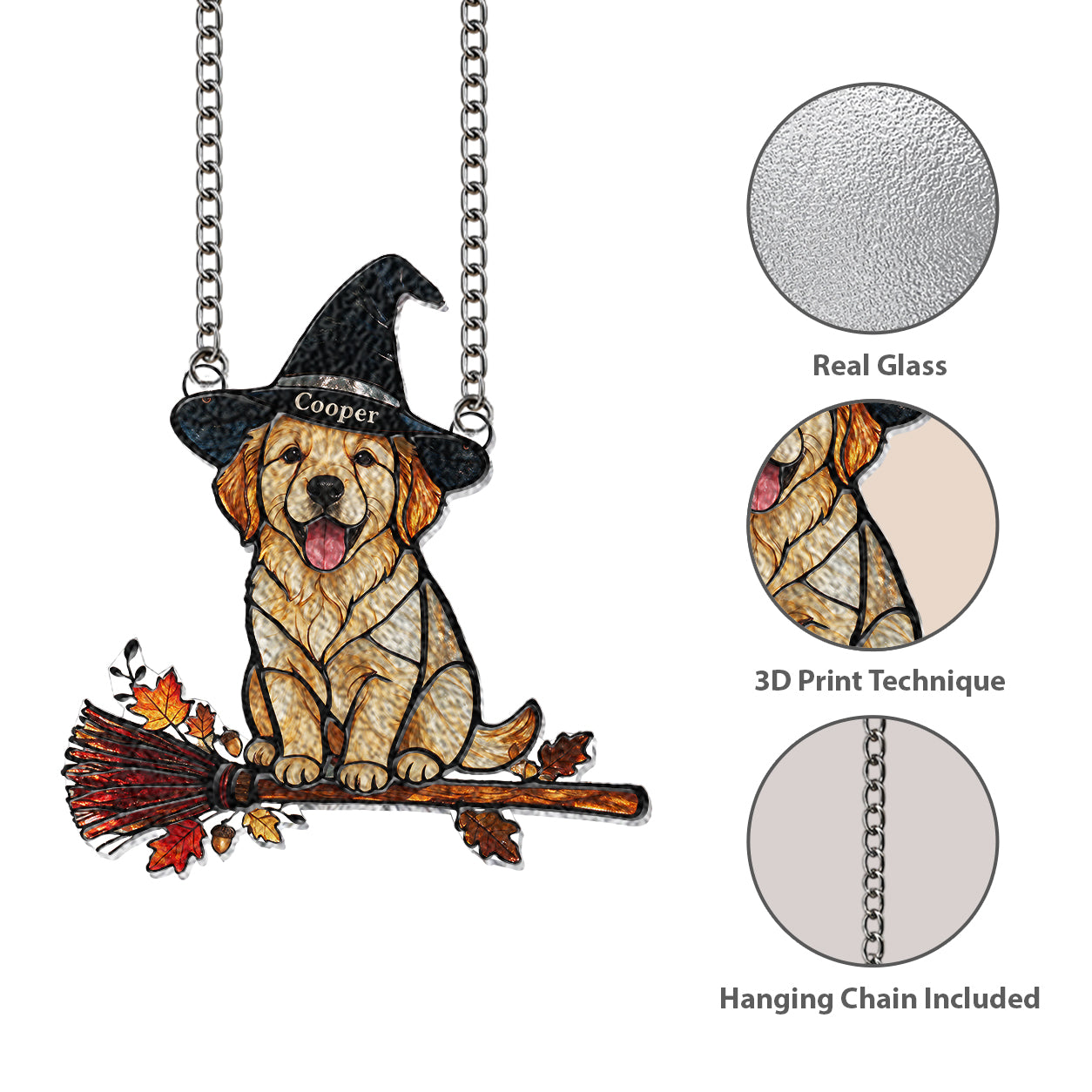 Halloween Vibes - Personalized Dog 3D Printed Glass Suncatcher