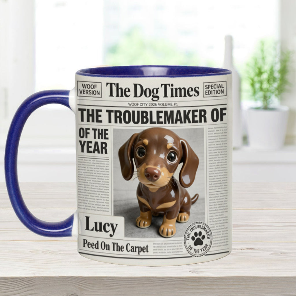 The Troublemaker Of The Year - Personalized Dog Accent Mug