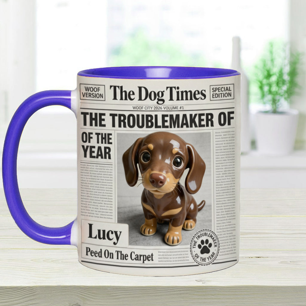 The Troublemaker Of The Year - Personalized Dog Accent Mug