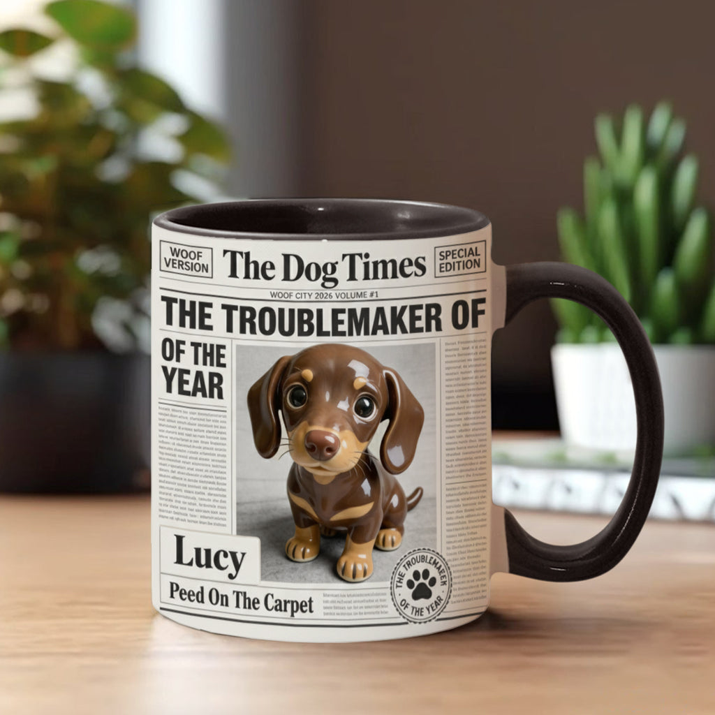 The Troublemaker Of The Year - Personalized Dog Accent Mug