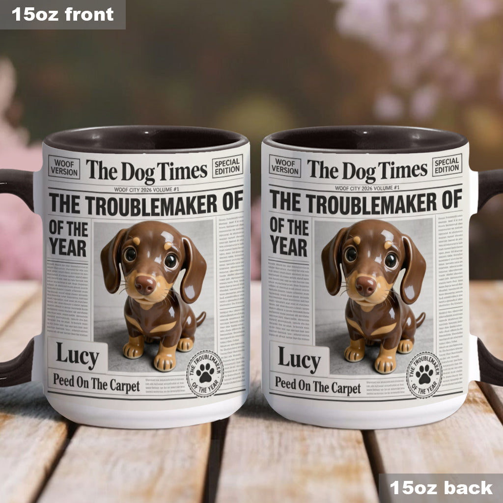 The Troublemaker Of The Year - Personalized Dog Accent Mug