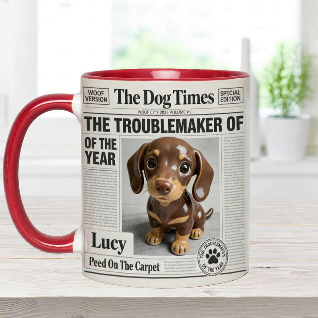 The Troublemaker Of The Year - Personalized Dog Accent Mug
