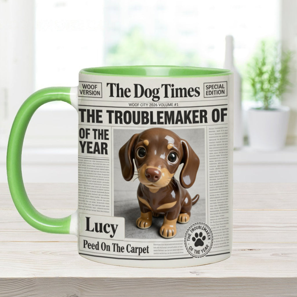The Troublemaker Of The Year - Personalized Dog Accent Mug