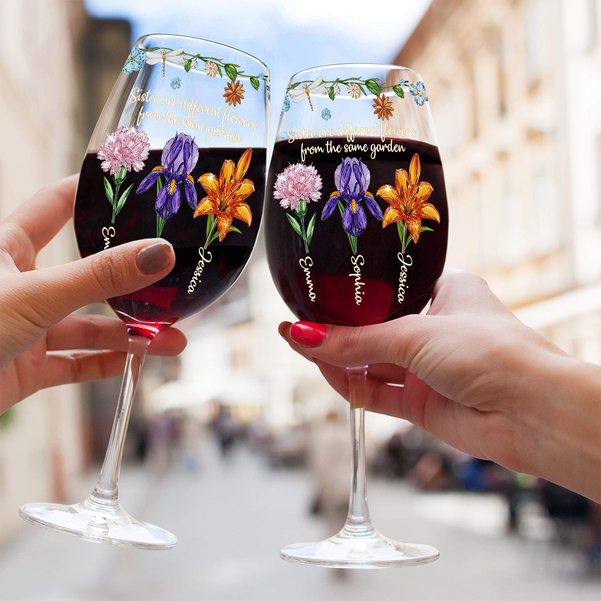 Merry Christmas - Personalized Bestie Wine Glass With Long Stem