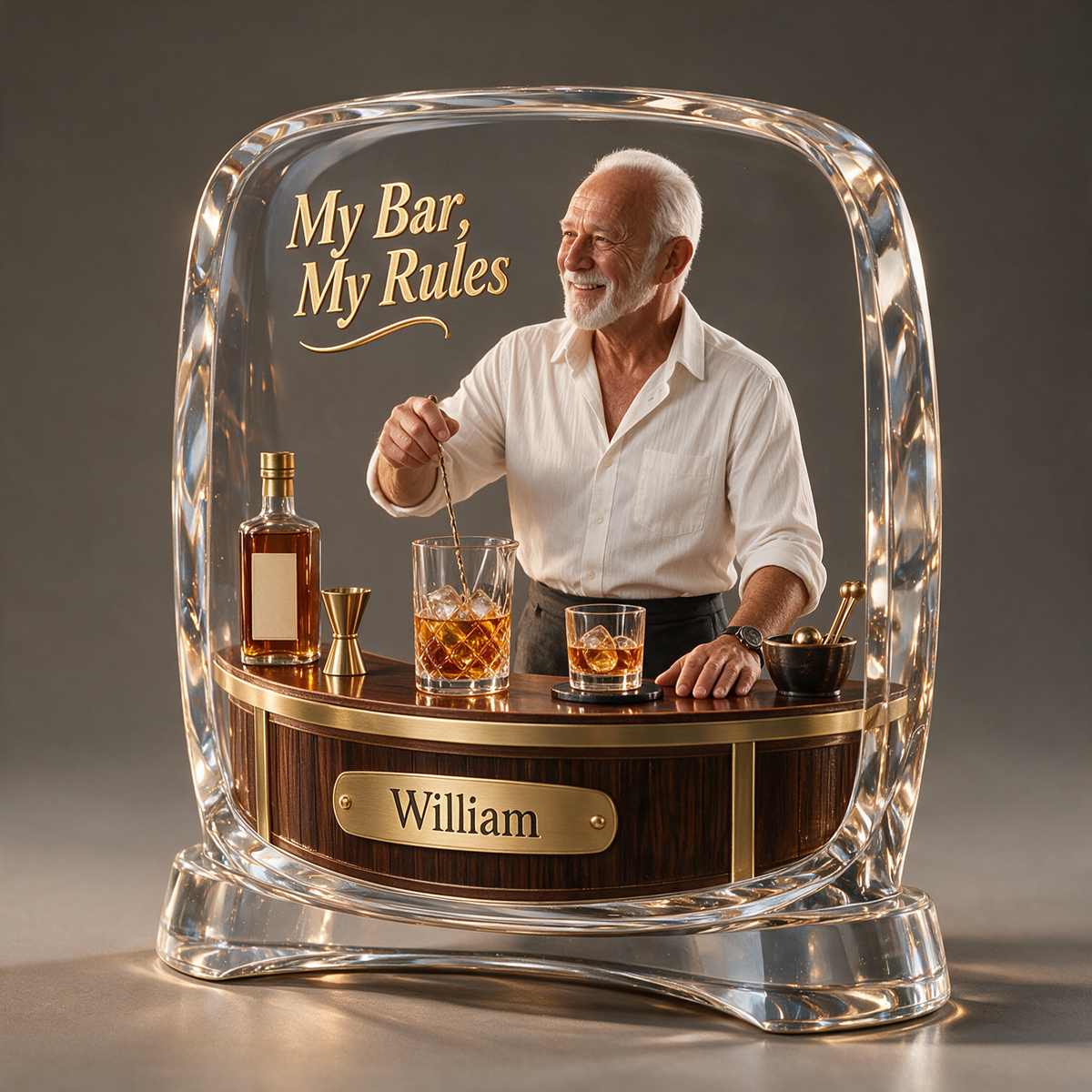 Personalized Whiskey Acrylic Plaque - Custom Photo Home-Bar Diorama