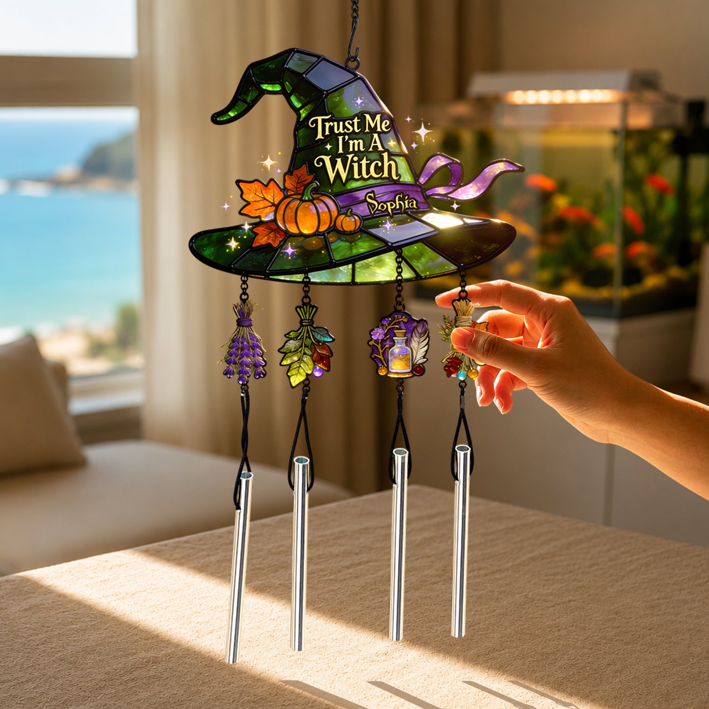 Trust Me I'm A Witch - Personalized Witch Wind Chime With Charm
