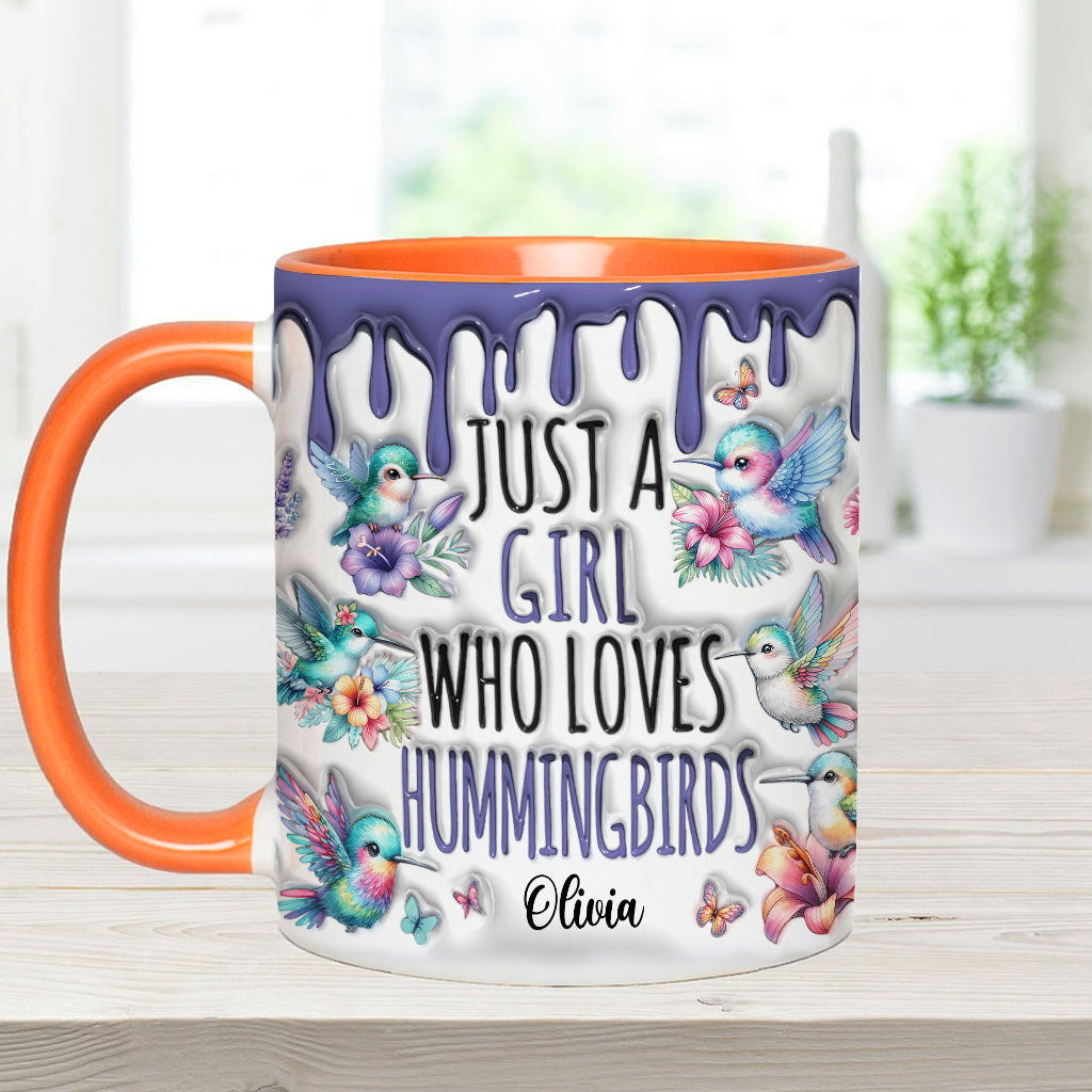 Einfach ein Mädchen, das Kolibris liebt – personalisierte Tasse mit Kolibri-Akzent