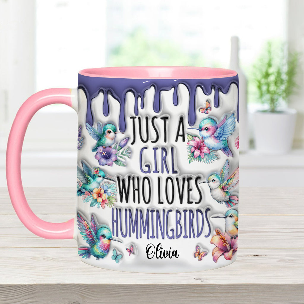 Einfach ein Mädchen, das Kolibris liebt – personalisierte Tasse mit Kolibri-Akzent
