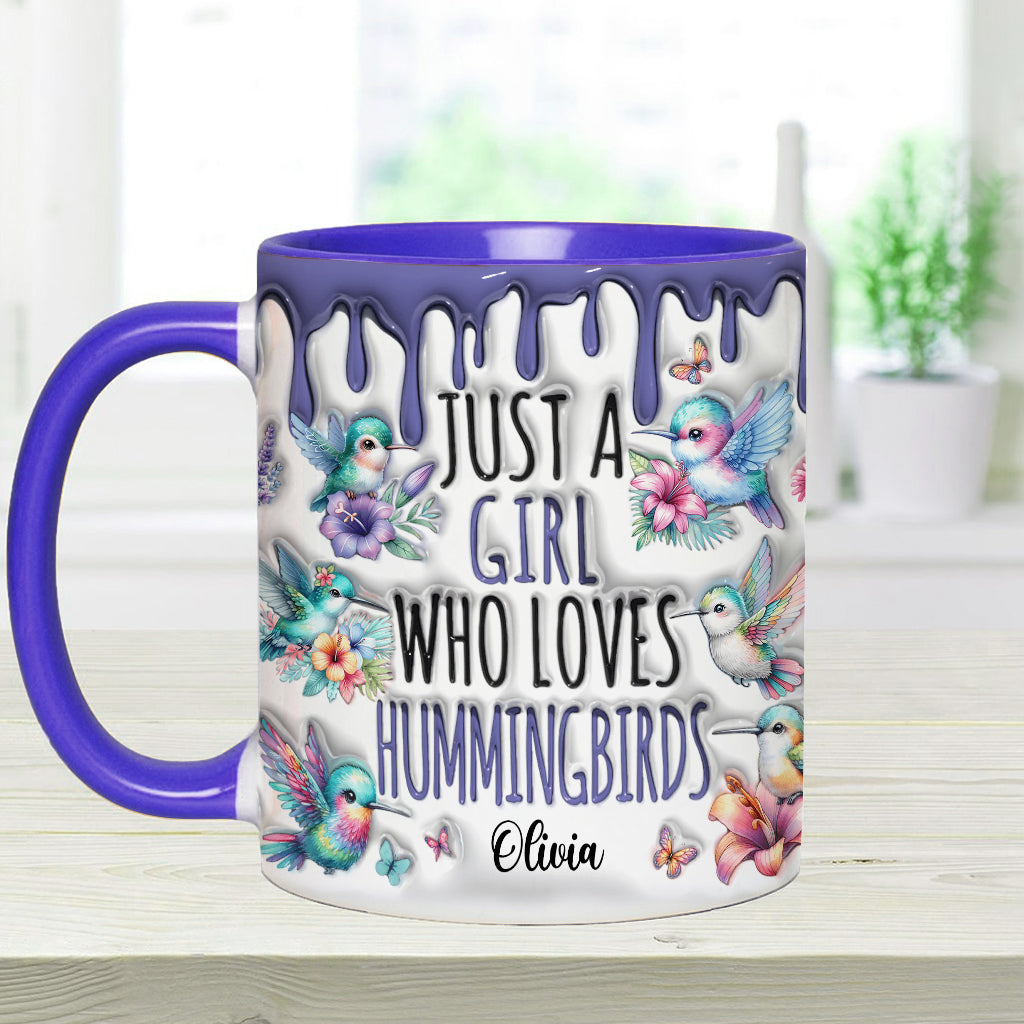 Einfach ein Mädchen, das Kolibris liebt – personalisierte Tasse mit Kolibri-Akzent