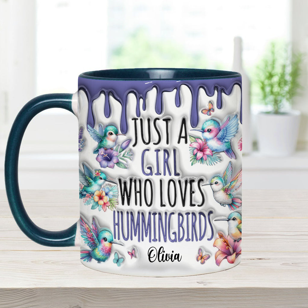 Einfach ein Mädchen, das Kolibris liebt – personalisierte Tasse mit Kolibri-Akzent