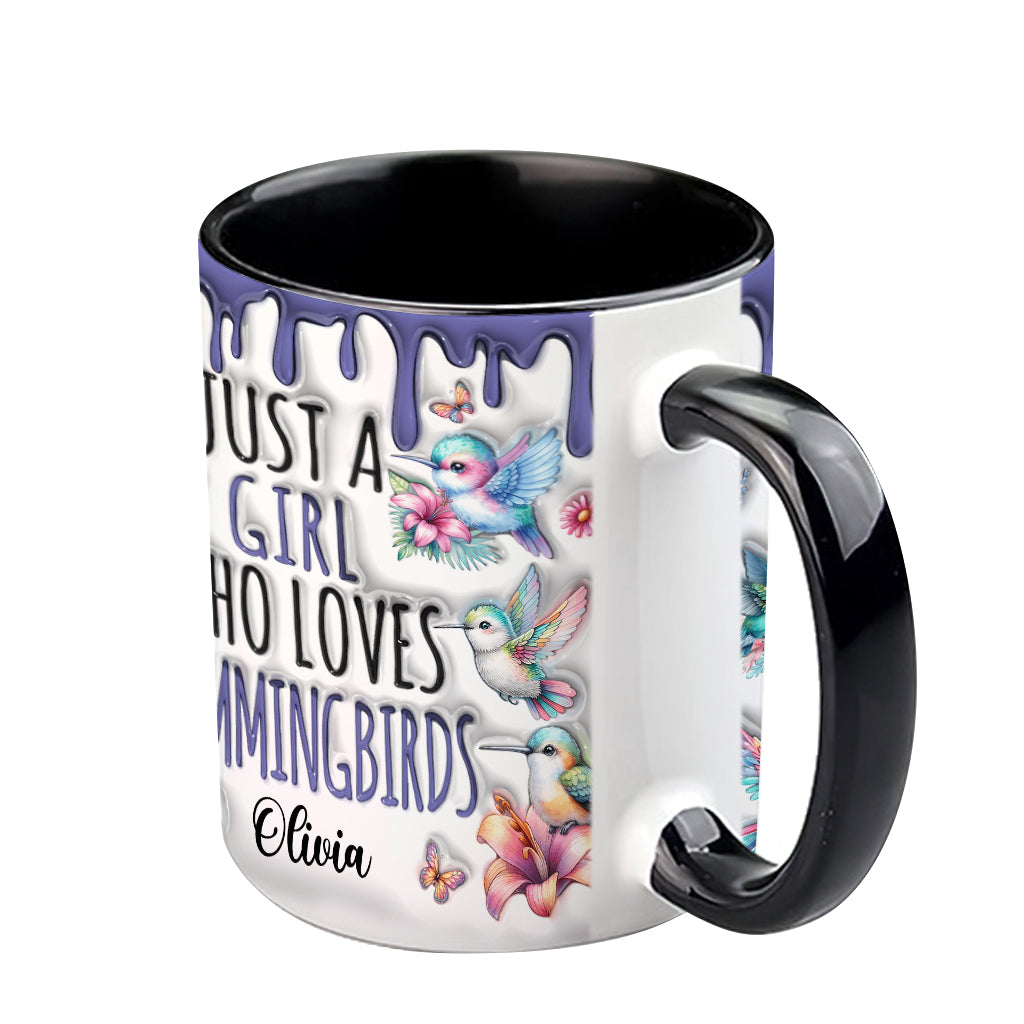 Einfach ein Mädchen, das Kolibris liebt – personalisierte Tasse mit Kolibri-Akzent
