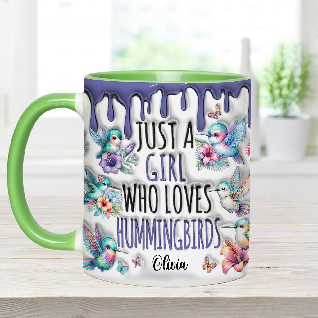 Einfach ein Mädchen, das Kolibris liebt – personalisierte Tasse mit Kolibri-Akzent