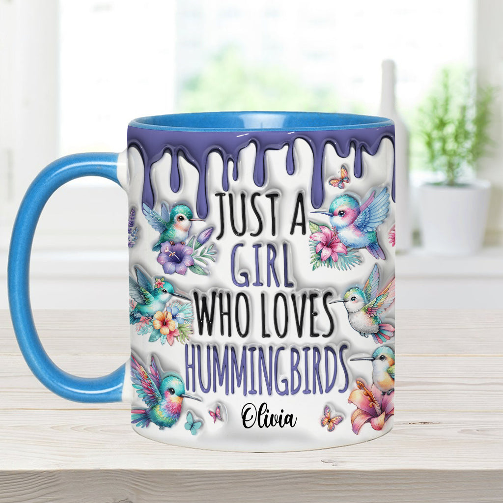 Einfach ein Mädchen, das Kolibris liebt – personalisierte Tasse mit Kolibri-Akzent