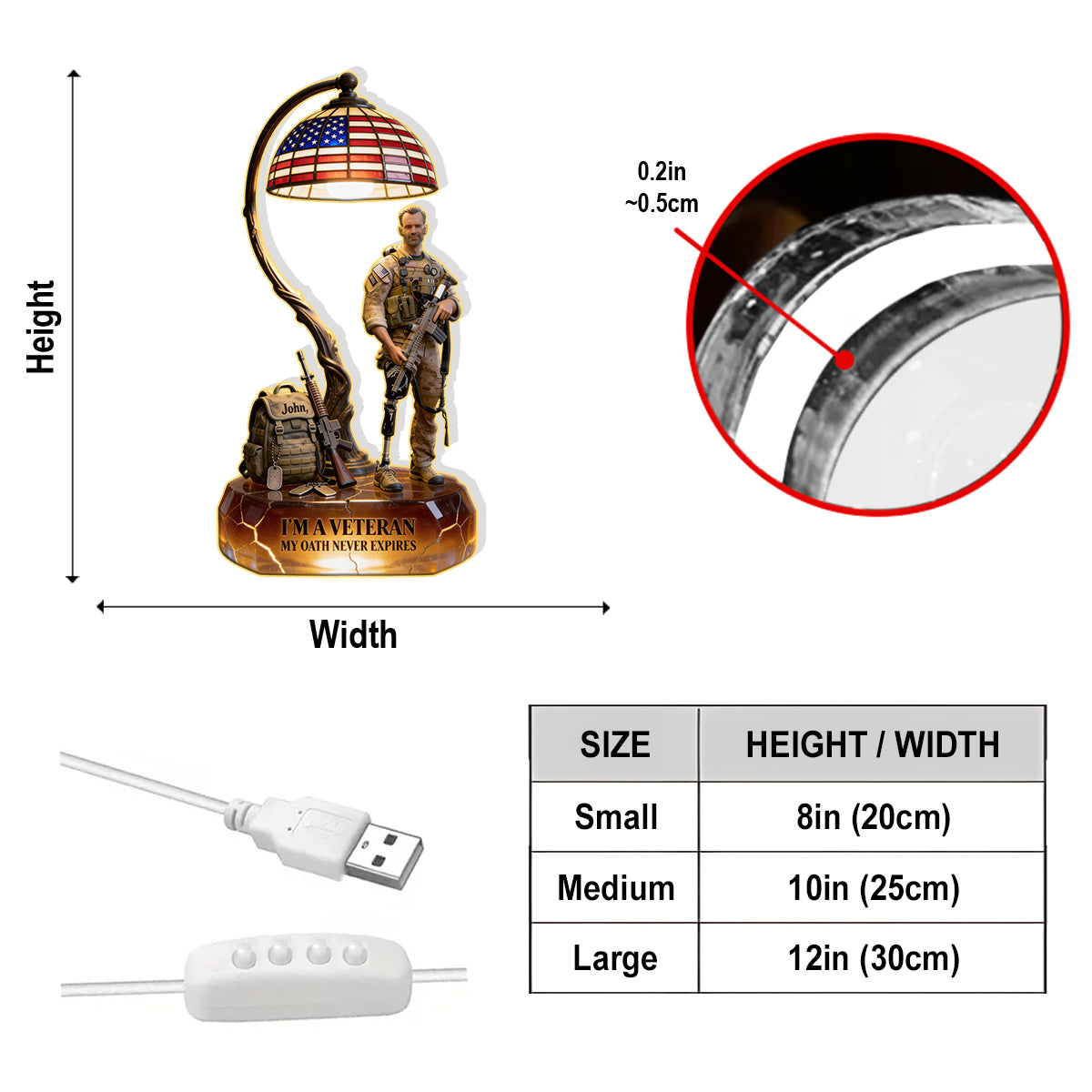 Military Veteran - Personalized Veteran Acrylic LED Night Light