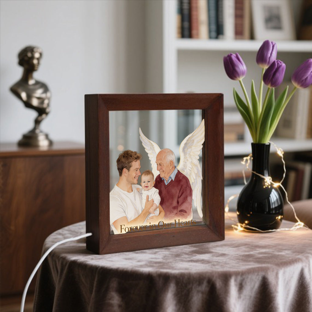 Add Deceased Person from Different Photos - Personalized Memorial Wooden Frame LED Light