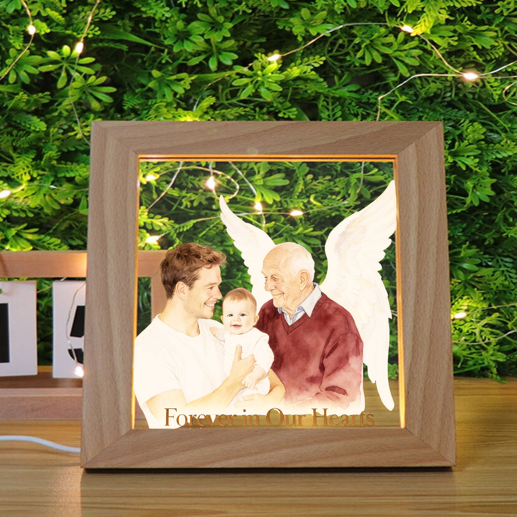 Add Deceased Person from Different Photos - Personalized Memorial Wooden Frame LED Light