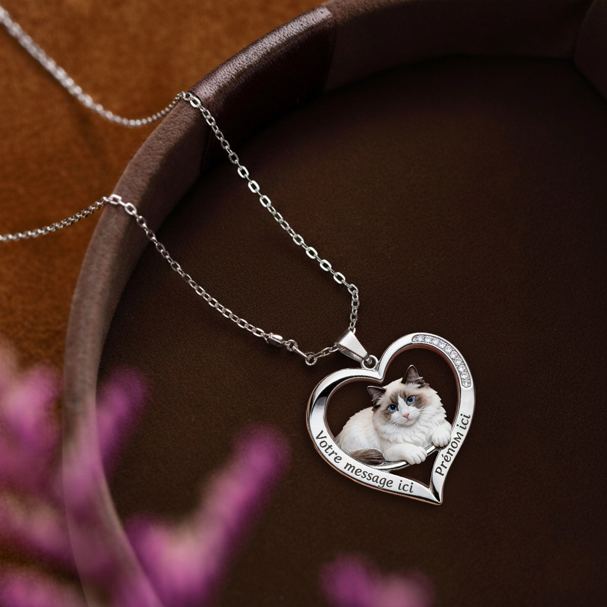 Collier de portrait d'animal de compagnie personnalisé - Collier pendentif chat personnalisé en métal