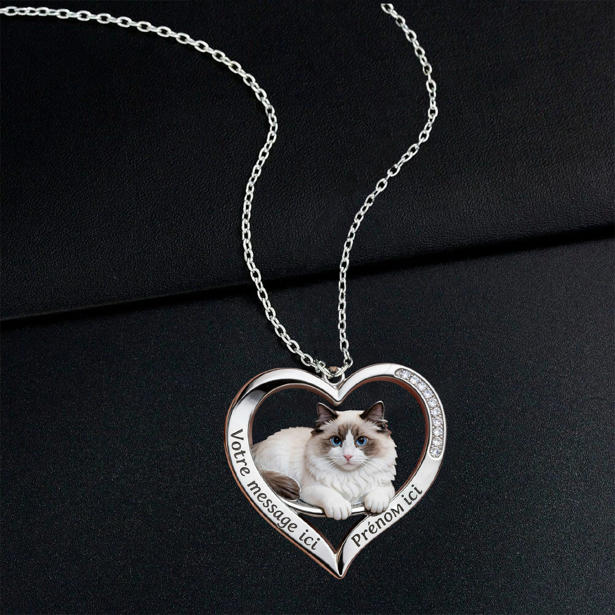 Collier de portrait d'animal de compagnie personnalisé - Collier pendentif chat personnalisé en métal