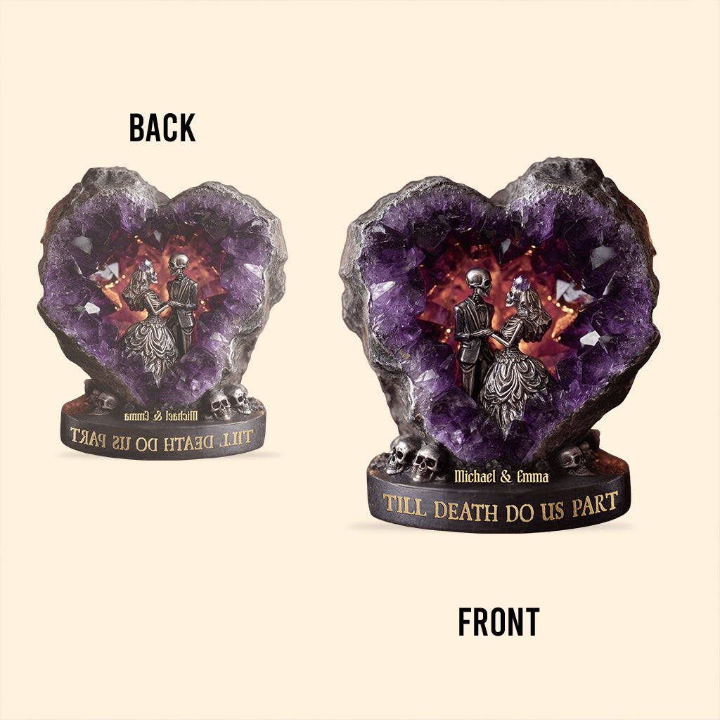 Amethyst Style Skull Couple, Till Death Do Us Part - Personalized Couple Custom Shaped Acrylic Plaque