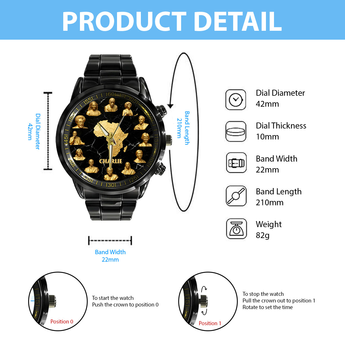 Celebrate Black History Month - Personalized African American Hand Watch