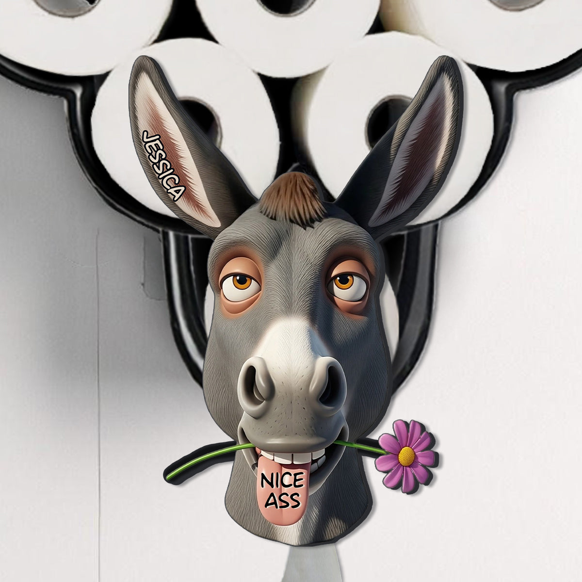 Funny Bathroom Decor - Nice As* - Personalized Donkey Toilet Paper Holder Rack