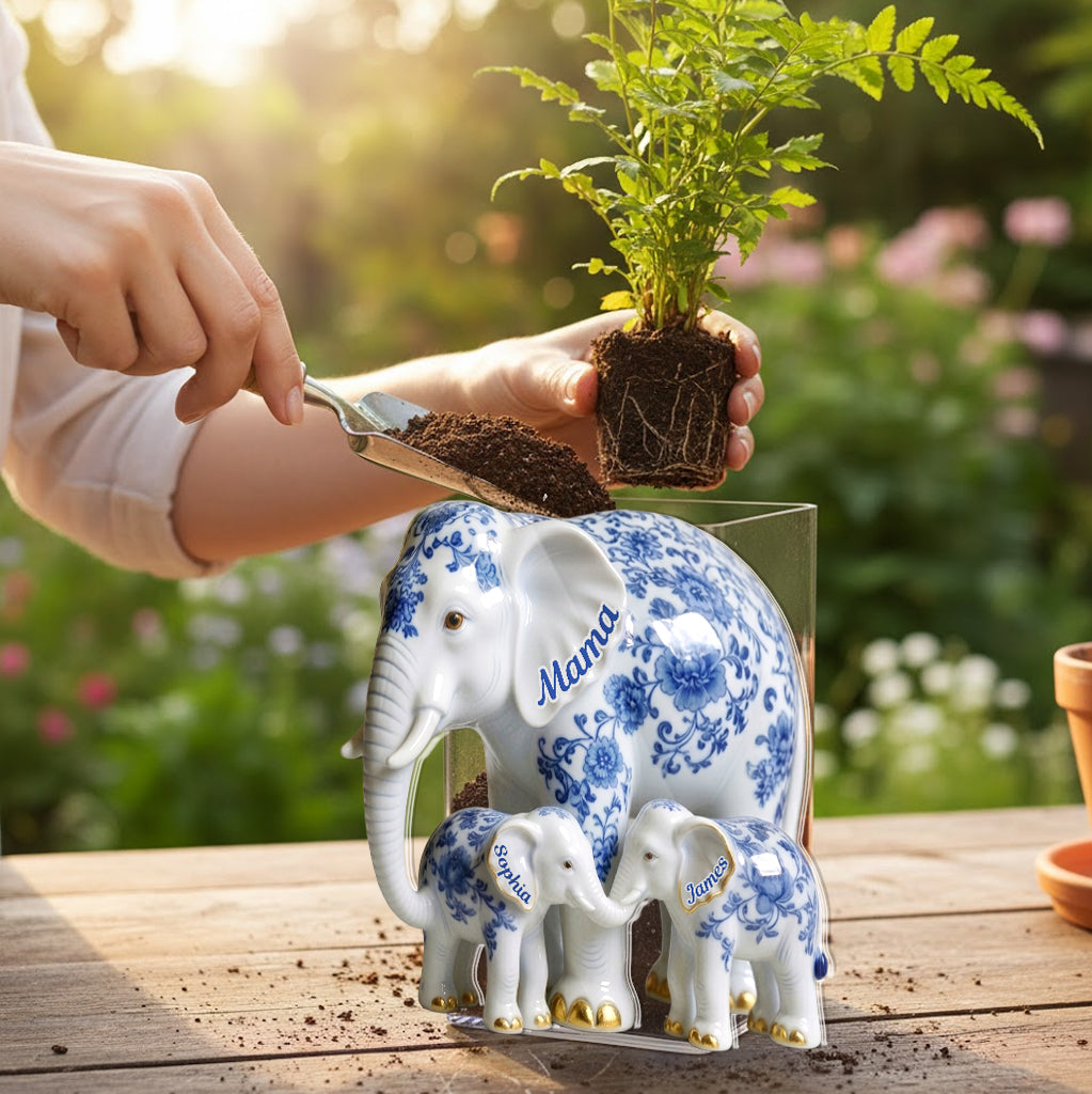 Mama Elephant - Personalisierter Mutter Acryltopf