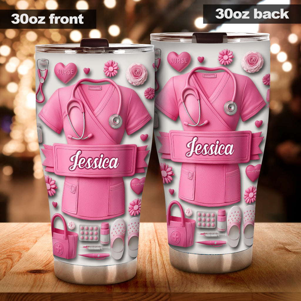 Nursing Is A Work Of Heart - Personalized Nurse Tumbler