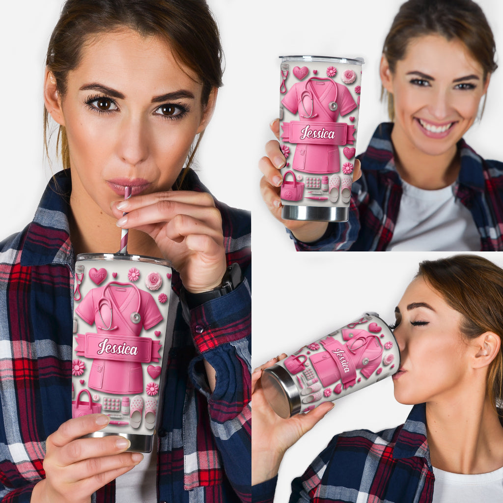 Nursing Is A Work Of Heart - Personalized Nurse Tumbler
