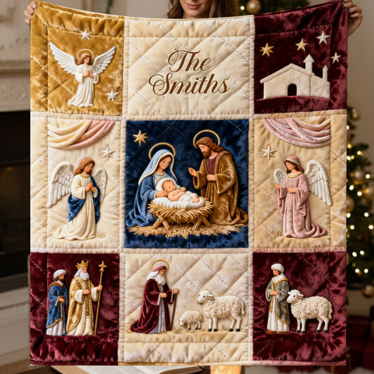 Nativity Scene - Personalized Christian Blanket