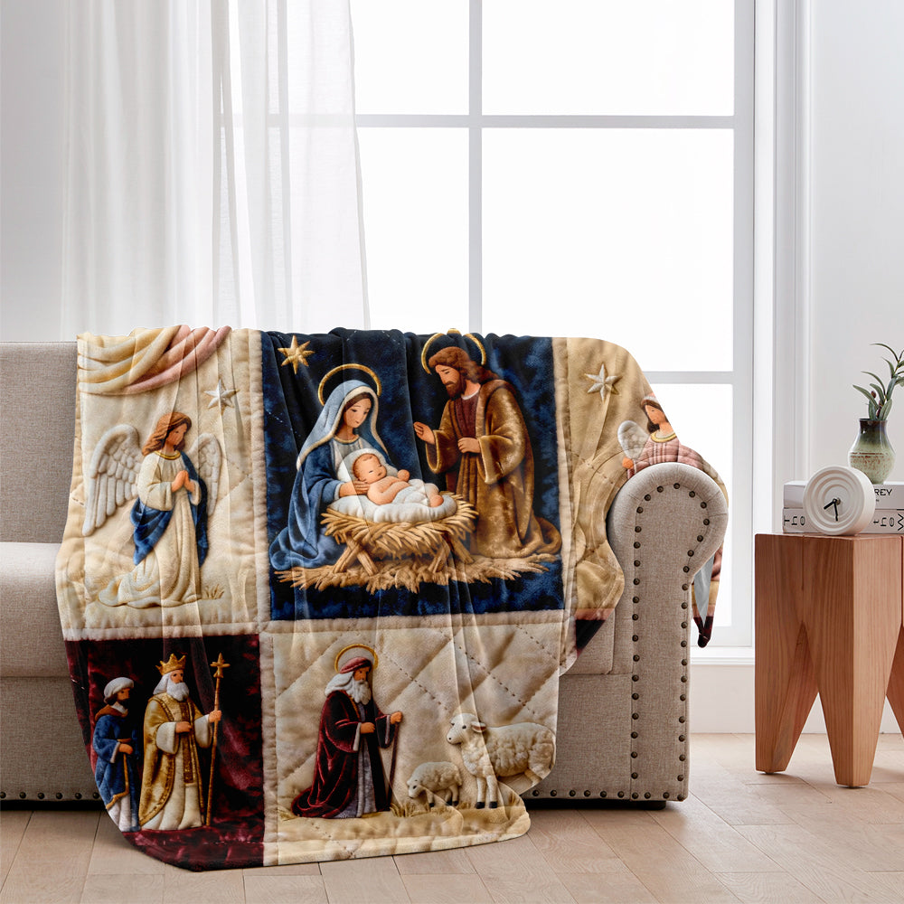Nativity Scene - Personalized Christian Blanket